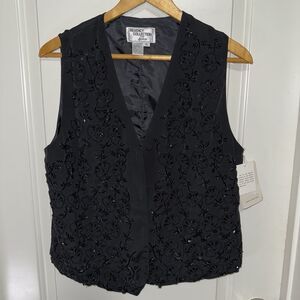 Vintage Regency Collection for Joyce Black Vest W Black Sequin Beading Sz 12 NWT